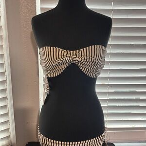 Black and White Striped Bikini Set